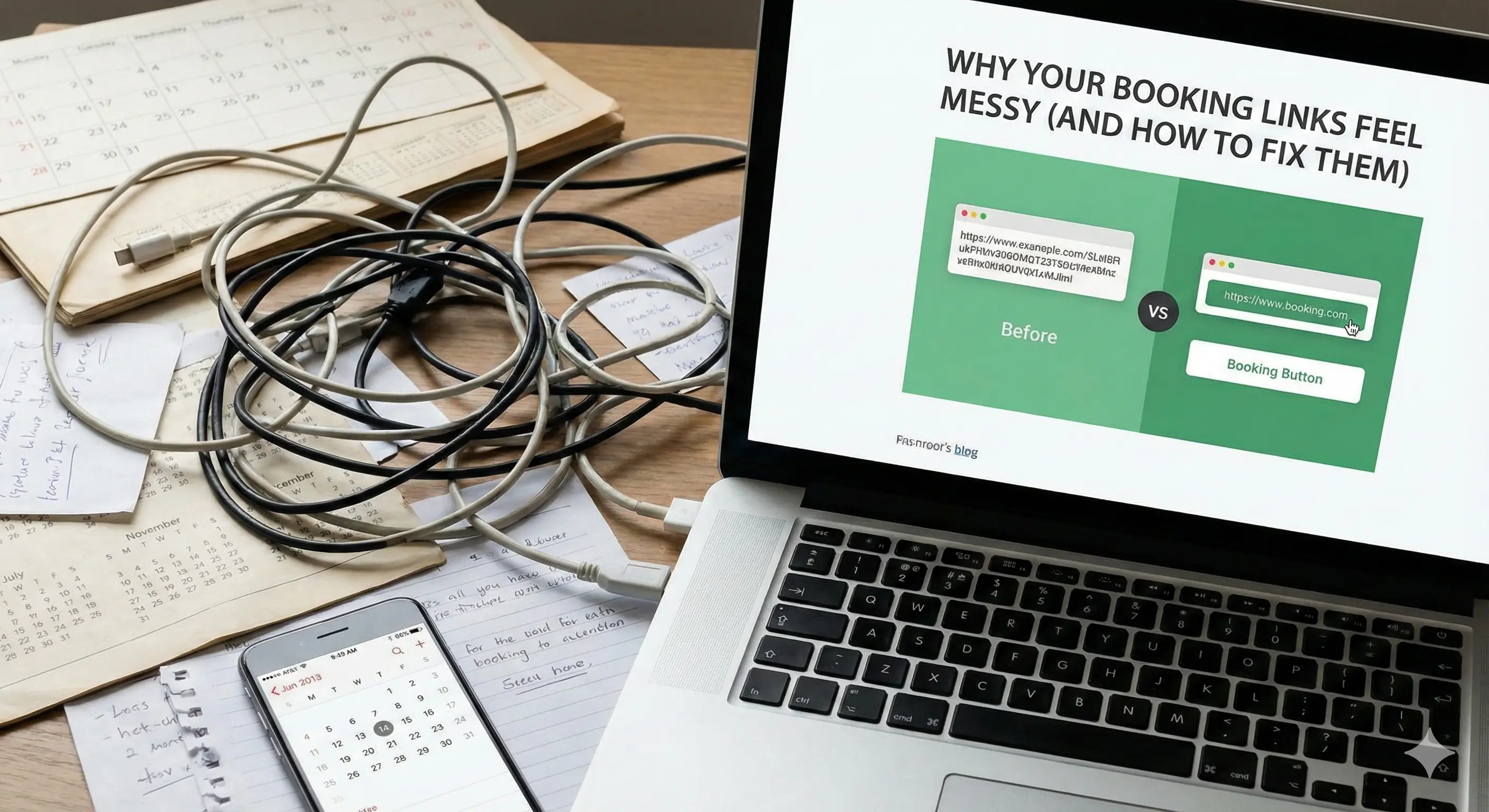 A clean interface of an all-in-one booking workspace with multiple links organized